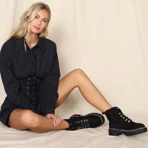 NWT Fashion Nova black suede boots